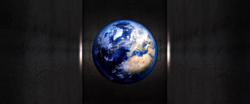 Earth, Planet, Dark background, Wall