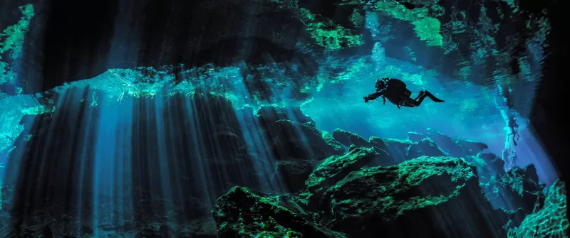 Scuba Diver, Underwater, Under the Sea, Scuba diving, Sun rays