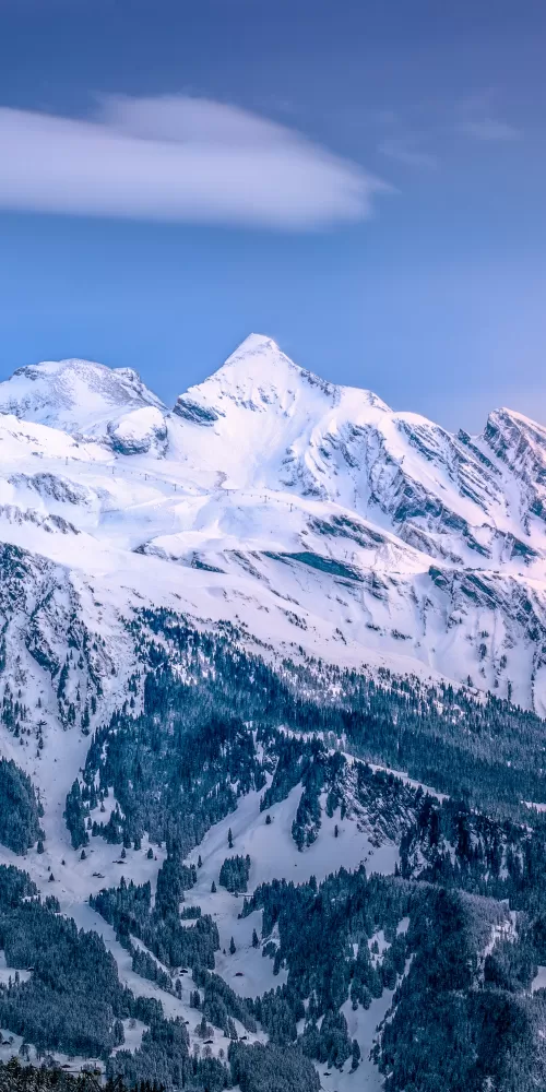 Mountains, Winter, Kleine Scheidegg, Mountain range, Glacier, Sunrise, Ice, Peak, Switzerland, 5K, 8K