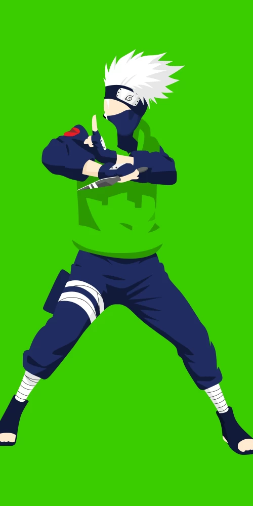 Kakashi Hatake 8K, Green background, Naruto