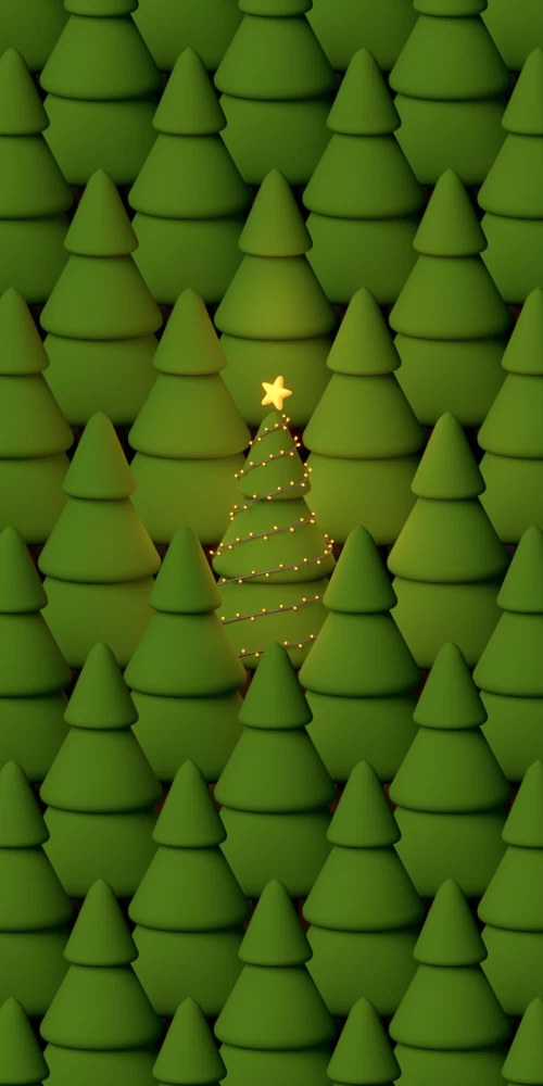 Christmas trees, Christmas decoration, 3D background, Green background