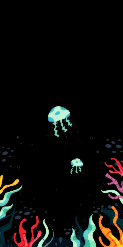 Jellyfishes, Underwater, Black background, Dynamic Island