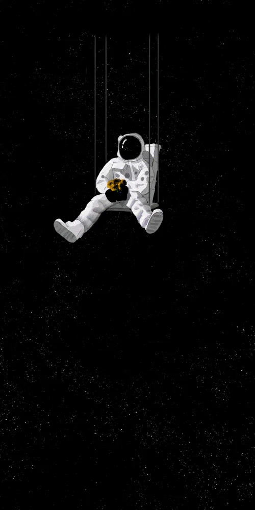 Astronaut, Dynamic Island, Black background