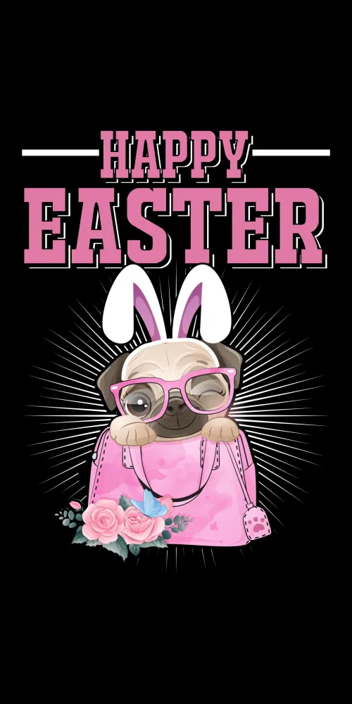 Happy Easter, Pink, Black background