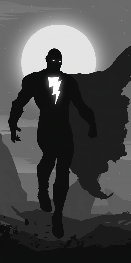 Black Adam, Silhouette, DC Superheroes, Monochrome, 5K