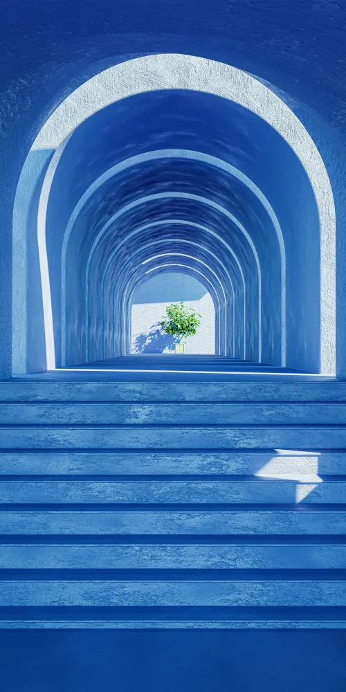 Aesthetic interior, Plant, Blue, 5K