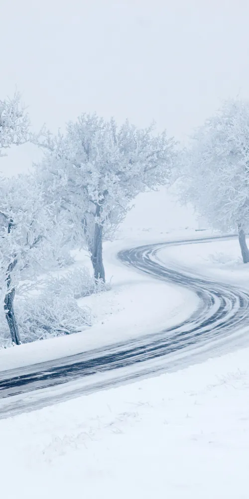 Winter road, Snow covered