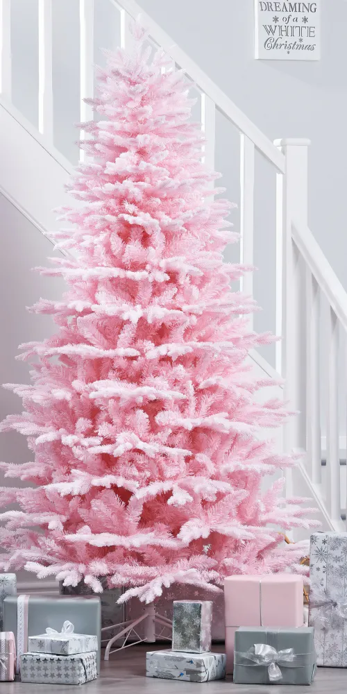 Pink Christmas tree, Phone wallpaper