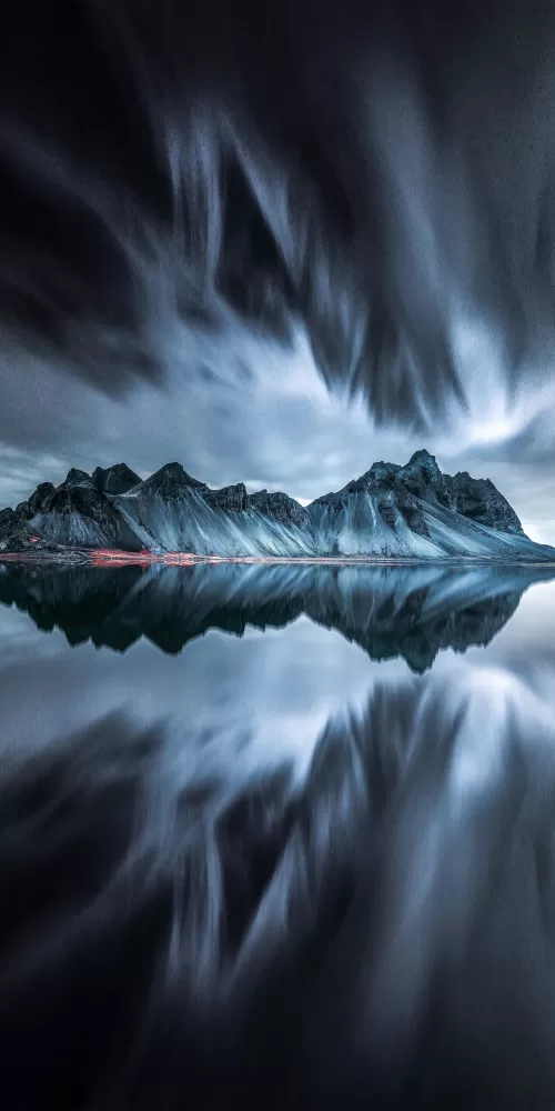 Vestrahorn mountain, Evening, Cold, Reflection, Iceland, Dark