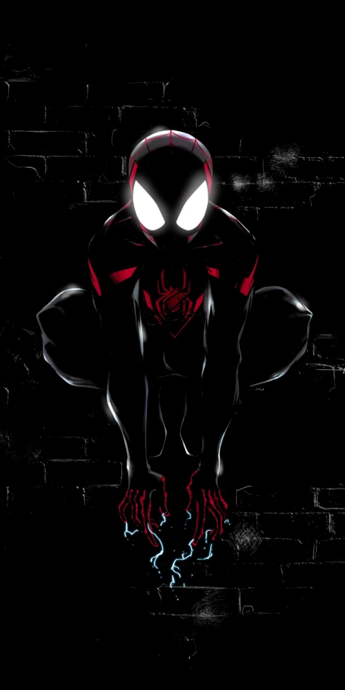 Miles Morales, Spider-Man, Dark, Black background, Artwork, 5K, 8K
