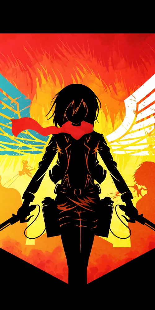 Attack on Titan, Shingeki no Kyojin, Mikasa Ackerman, Anime series, Season 3, Black background