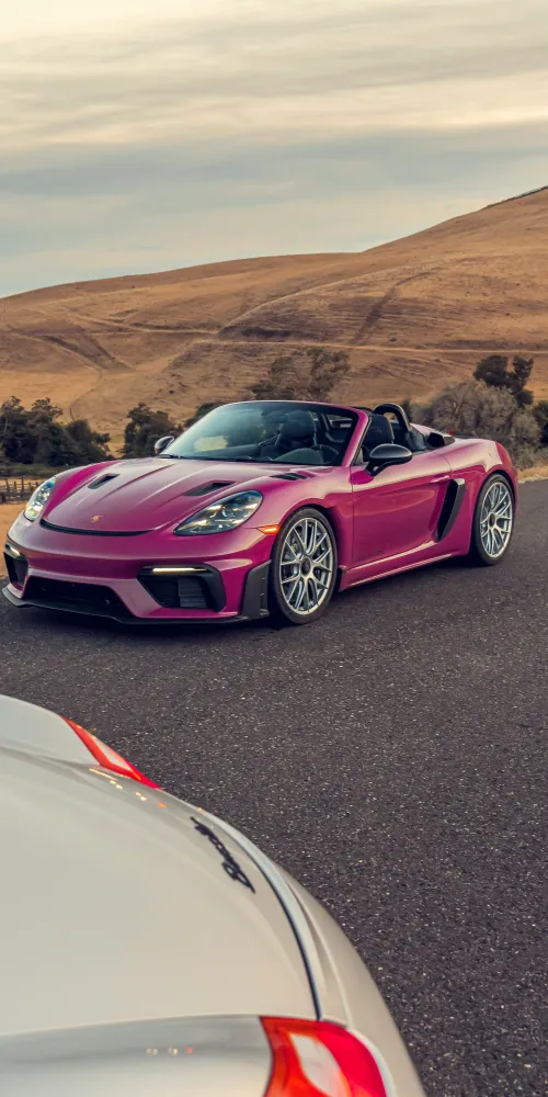 Porsche 718 Spyder RS wallpaper, Weissach Package, Pink roadster, Phone wallpaper