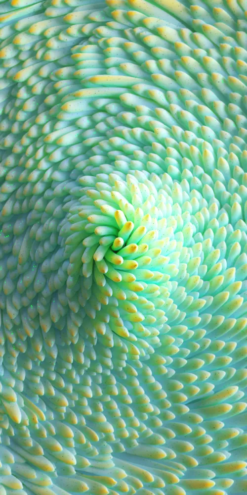Sea anemone texture, 3D render, Green swirl, 4K wallpaper