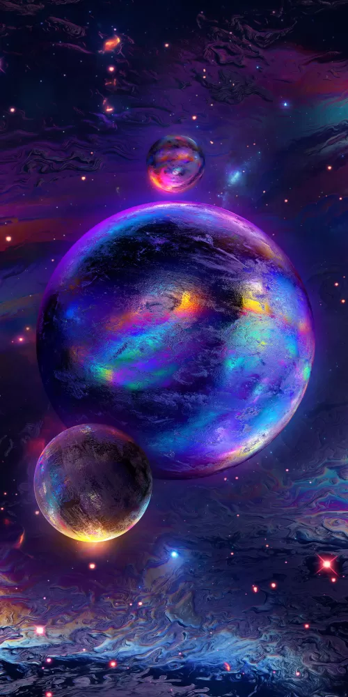 Spheres, Cosmos, Nebula, Colorful, Glowing, Rainbow