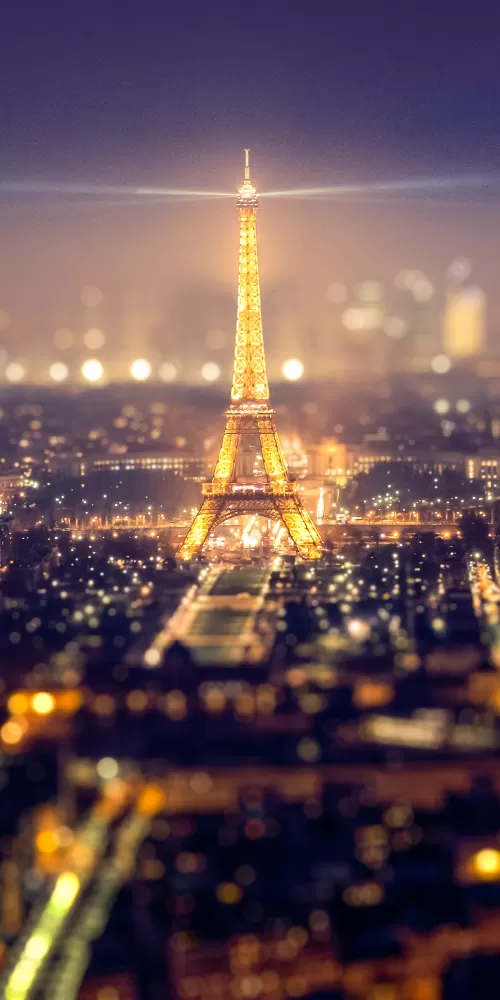 Eiffel Tower, Paris, Night time, City lights, Cityscape, Tourist attraction, Popular cities, 5K,France