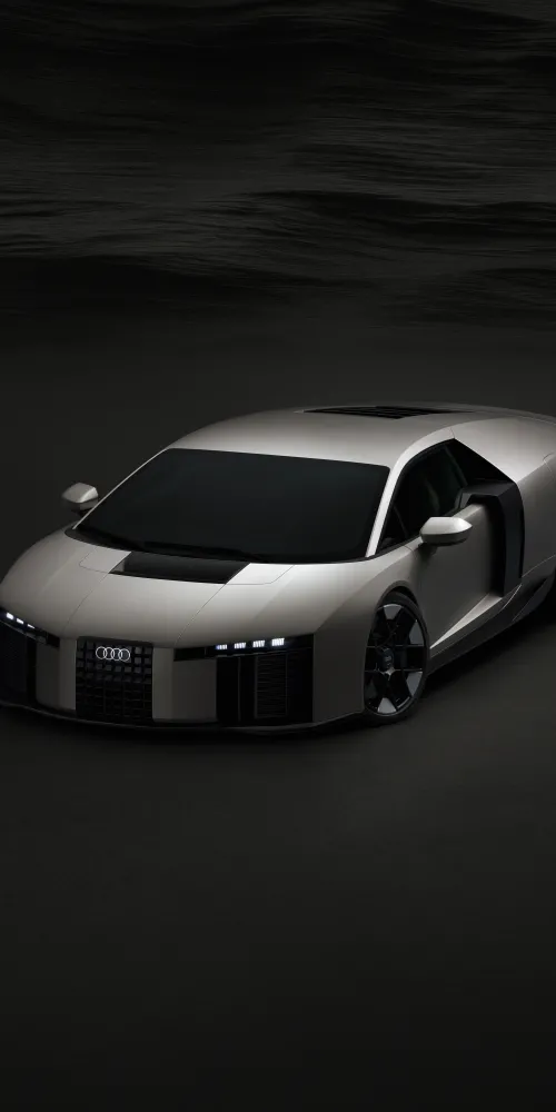 Audi Nuvolari wallpaper, Phone wallpaper, Grey hybrid supercar, Dark sea, Monochrome