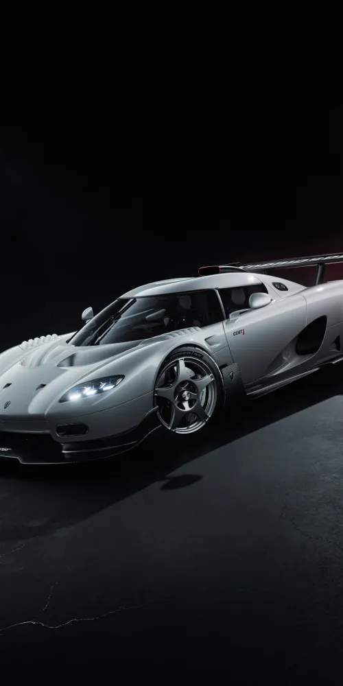 Koenigsegg CCGT1, Silver hypercar, Phone wallpaper, Dark background