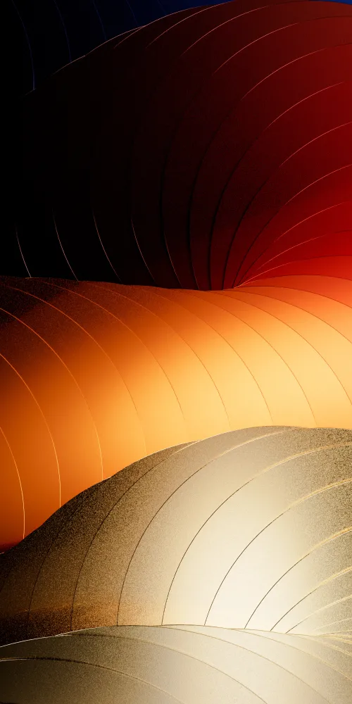 Curved 3D waves phone wallpaper, Red and gold, Layers