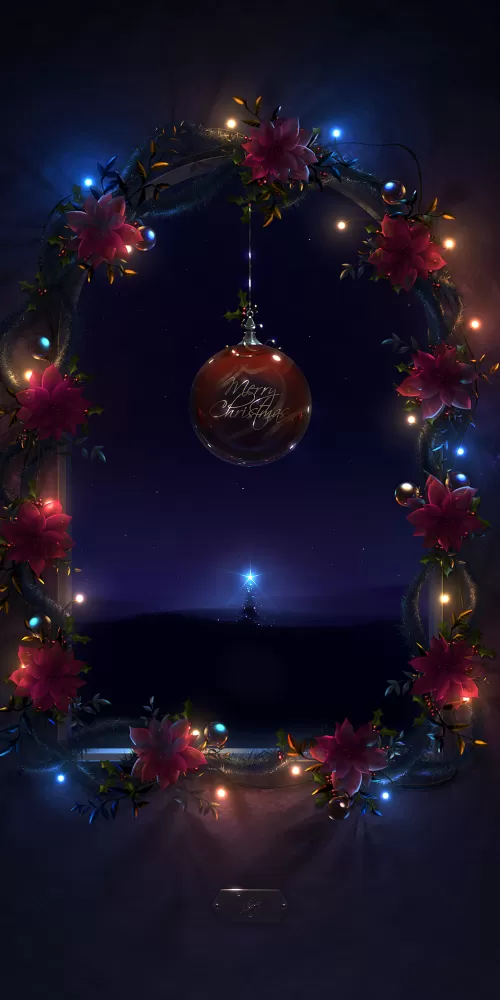 Christmas decoration, Merry Christmas, Night, Dark background, Lights, Garland, AMOLED, Aesthetic Christmas