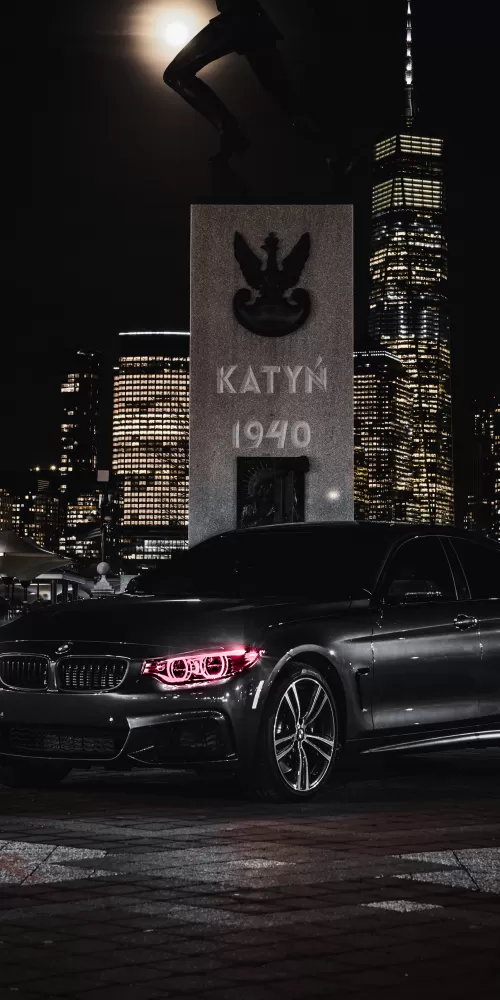 BMW M4, Black Edition, Angel Eyes, Night, City lights, 5K