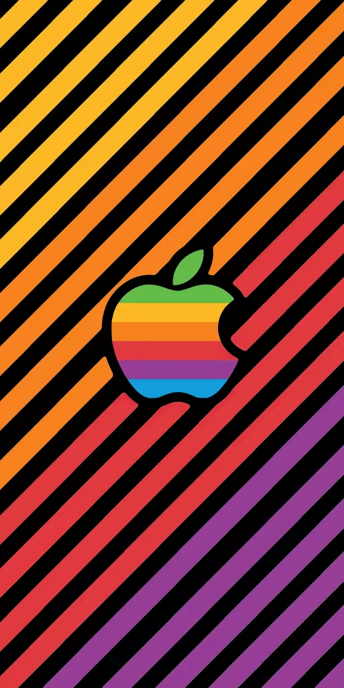 Apple, Colorful, Stripes, Multicolor, Apple logo, Aesthetic, 5K