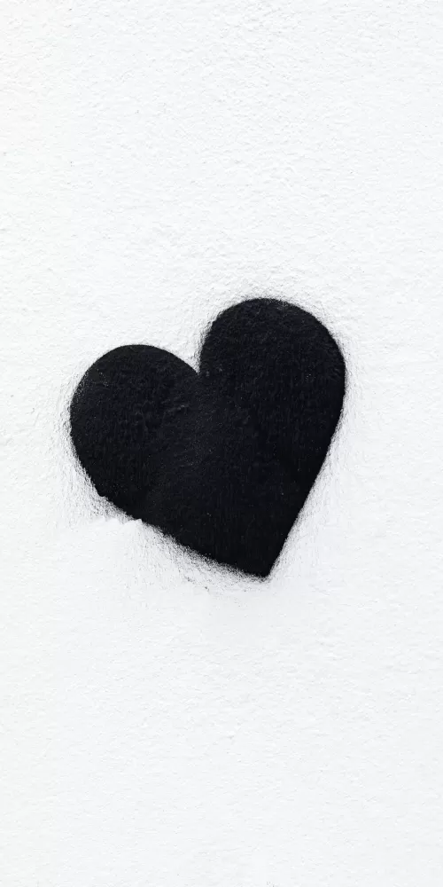 Black heart, Love heart, White background, Monochrome, 5K