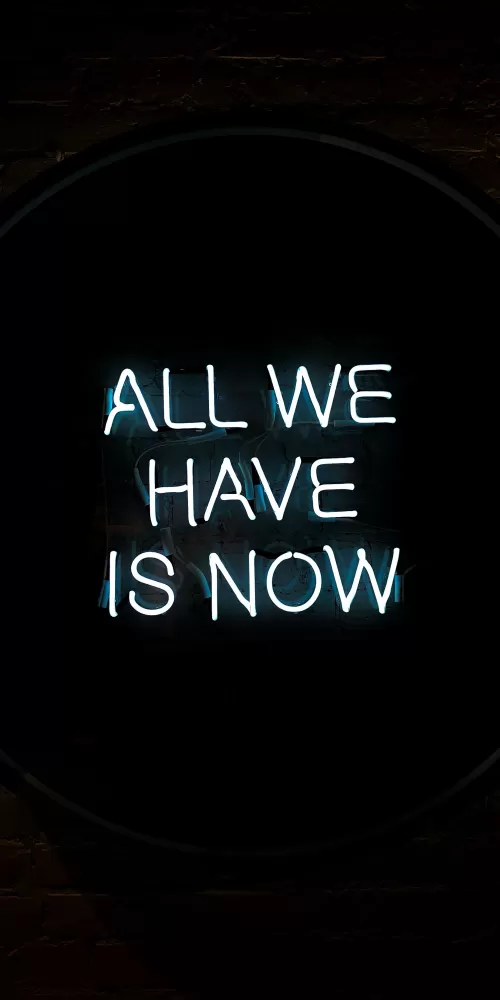 All we have is Now, Neon sign, Typography, Black background, Wall