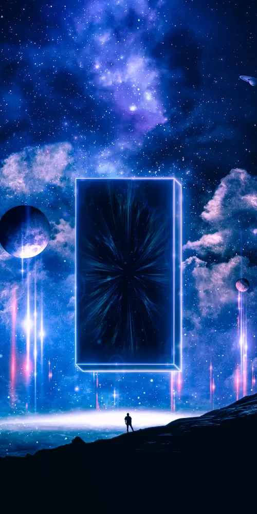 Monolith, Surreal, Planets, Clouds, Stars, Night, Cosmos