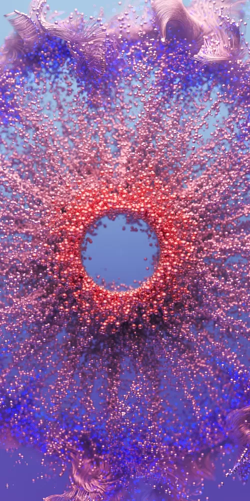 Particles, Spheres, 3D background, Digital Art, Purple background