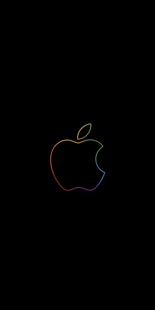 Apple logo, Colorful, Outline, Black background, iPad, HD, AMOLED
