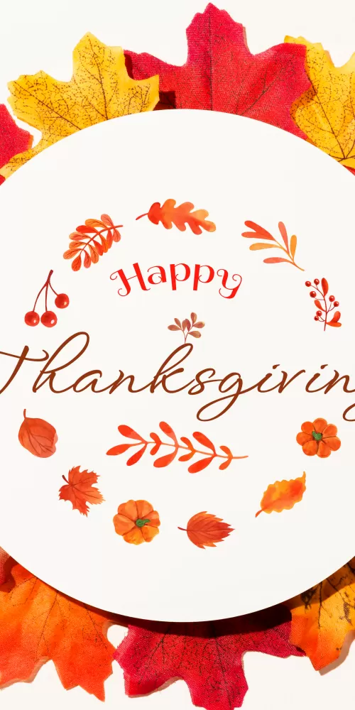 Happy Thanksgiving, Thanksgiving Day, Autumn leaves, White background